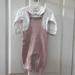 Petite Maison x NONO Pink Overalls and Top 2PC Set Organic Cotton Girls 6 Months